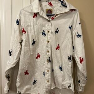 Vintage Barn Fly Button Up with Western Design